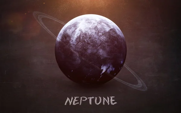 Neptune - High resolution images presents planets of the solar system on chalkboard. This image elements furnished by NASA — Zdjęcie stockowe