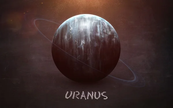 Uranus - High resolution images presents planets of the solar system on chalkboard. This image elements furnished by NASA — Stock Photo, Image