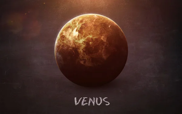 Venus - High resolution images presents planets of the solar system on chalkboard. This image elements furnished by NASA — ストック写真