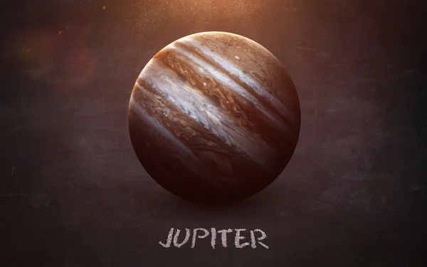 Jupiter - hochauflösende Bilder zeigen Planeten des Sonnensystems auf Kreidetafeln. dieses Bildelemente von nasa — Stockfoto