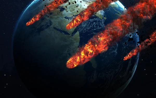Chuva de meteoros. Elementos desta imagem fornecidos pela NASA — Fotografia de Stock