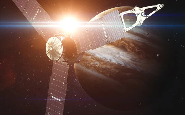 목성 궤도를 도는 주노 위성. NASA 가 제공 한 이형상의 요소들 — 스톡 사진
