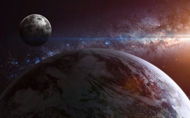 Dünya, ay ve yıldız. Nasa tarafından döşenmiş bu görüntü unsurları