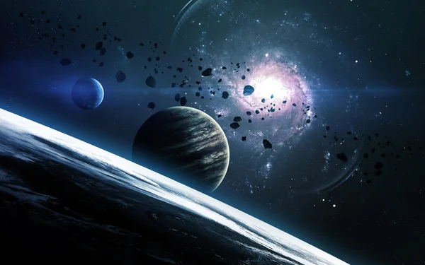 Fundal Stiintific Abstract Planete Spatiu Nebuloase Stele Elemente Ale Acestei — Fotografie, imagine de stoc