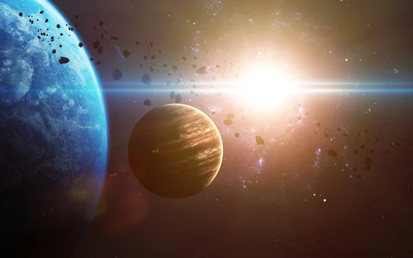 Fundal Stiintific Abstract Planete Spatiu Nebuloase Stele Elemente Ale Acestei — Fotografie, imagine de stoc