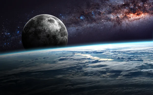 Земля Місяць Зірки Елементи Цього Зображенні Мебльовані Наса — стокове фото