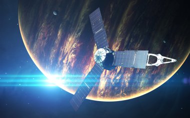 Juno uzay aracı ve Jüpiter. Bu görüntünün elementleri NASA tarafından desteklenmektedir