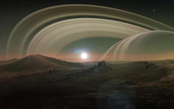 View of Saturn from Titan. Elements of this image furnished by NASA — Stock Photo, Image