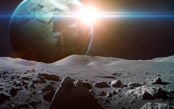 View of Earth from moon. Elements of this image furnished by NASA — Stock Photo, Image