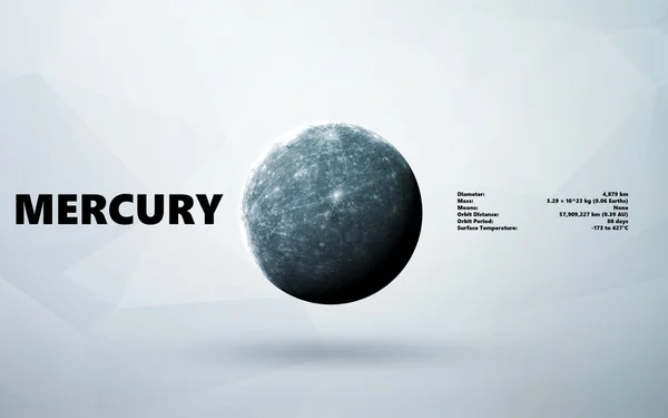 Mercur. Stilul minimalist al planetelor din sistemul solar. Elemente ale acestei imagini furnizate de NASA — Fotografie, imagine de stoc