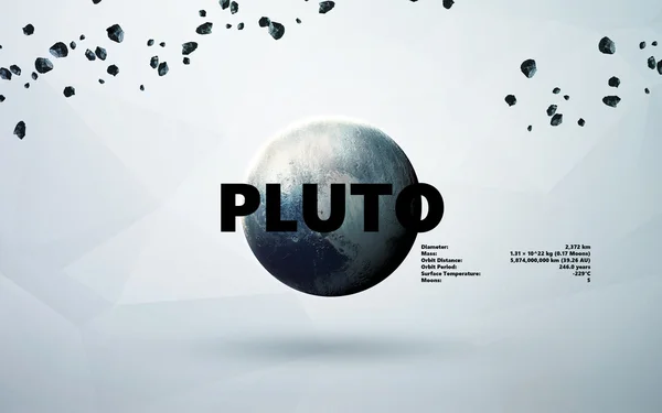 Pluto. Stilul minimalist al planetelor din sistemul solar. Elemente ale acestei imagini furnizate de NASA — Fotografie, imagine de stoc