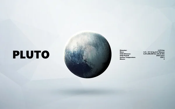Pluto. Stilul minimalist al planetelor din sistemul solar. Elemente ale acestei imagini furnizate de NASA — Fotografie, imagine de stoc