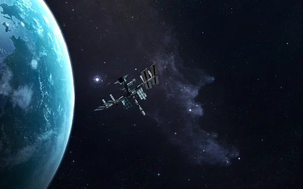 Abstrakta vetenskapliga bakgrund - planet i rymden, nebulosa och stjärnor. Delar av denna bild från Nasa nasa.gov — Stockfoto