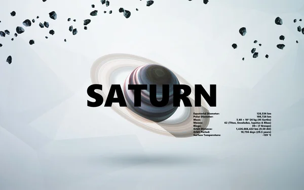 Saturn. Stilul minimalist al planetelor din sistemul solar. Elemente ale acestei imagini furnizate de NASA — Fotografie, imagine de stoc