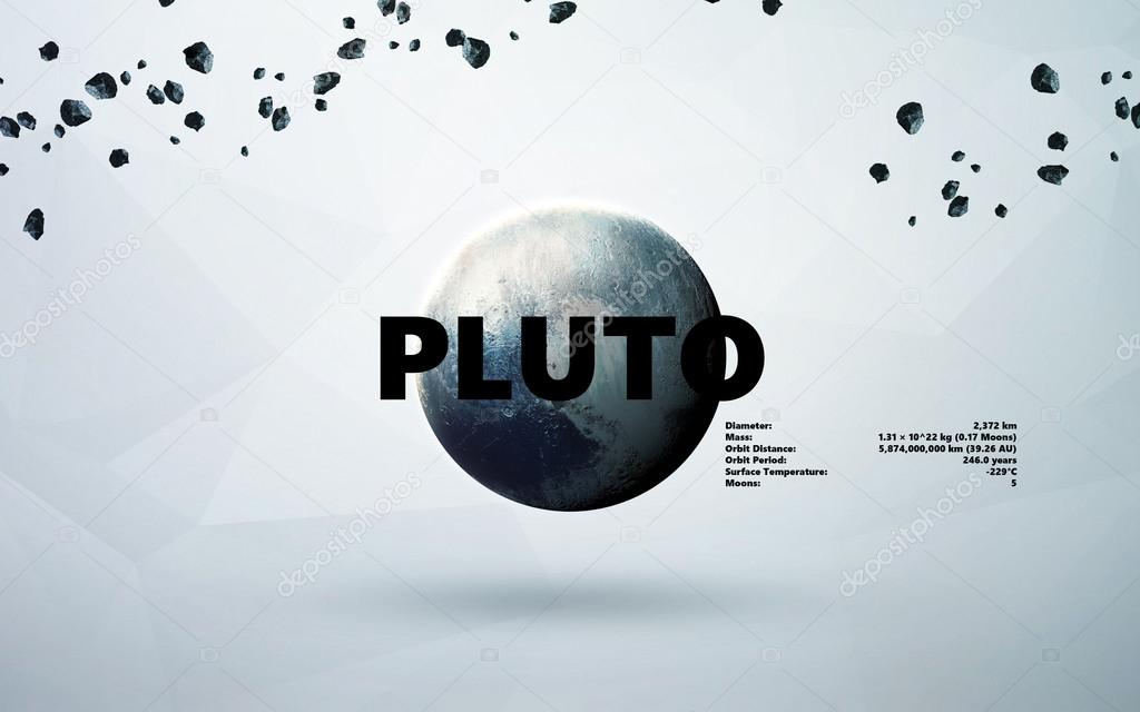 Pluto. Minimalistic style set of planets in the solar system. Elements of this image furnished by NASA