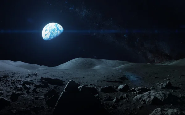 Vedere a Pământului de pe Lună Elemente ale acestei imagini furnizate de NASA — Fotografie, imagine de stoc