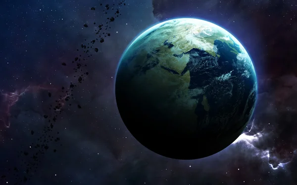 地球高分辨率3D图像显示了太阳系的行星.这个图像元素由NASA提供. — 图库照片