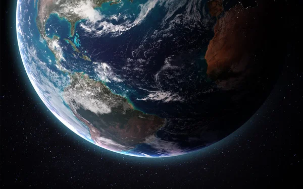 La Terra dallo spazio che mostra tutta la loro bellezza. Immagine estremamente dettagliata, inclusi elementi forniti dalla NASA. Altri orientamenti e pianeti disponibili . — Foto Stock