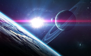 Arka plan bilimsel - gezegenler uzay, Bulutsusu ve yıldız. NASA'ın nasa.gov tarafından döşenmiş bu görüntü unsurları