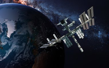 Dünya üzerindeki Uluslararası Uzay İstasyonu. Bu görüntünün elementleri NASA tarafından desteklenmektedir