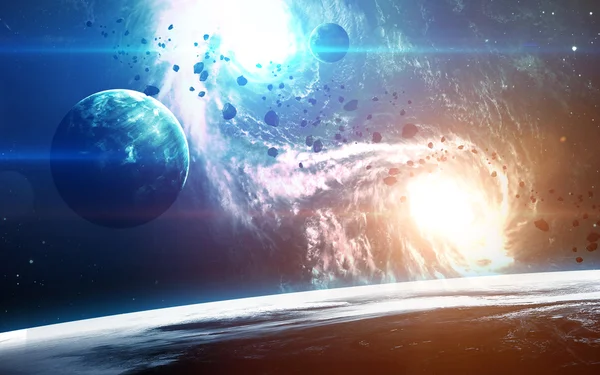 Abstrakter Wissenschaftlicher Hintergrund Planeten All Nebel Und Sterne Elemente Dieses — Stockfoto