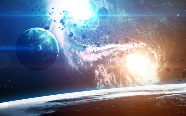 Abstract scientific background - planets in space, nebula and stars. Elements of this image furnished by NASA nasa.gov