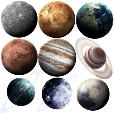 Güneş sistemindeki izole gezegenler. Nasa tarafından döşenmiş bu görüntünün elemanları