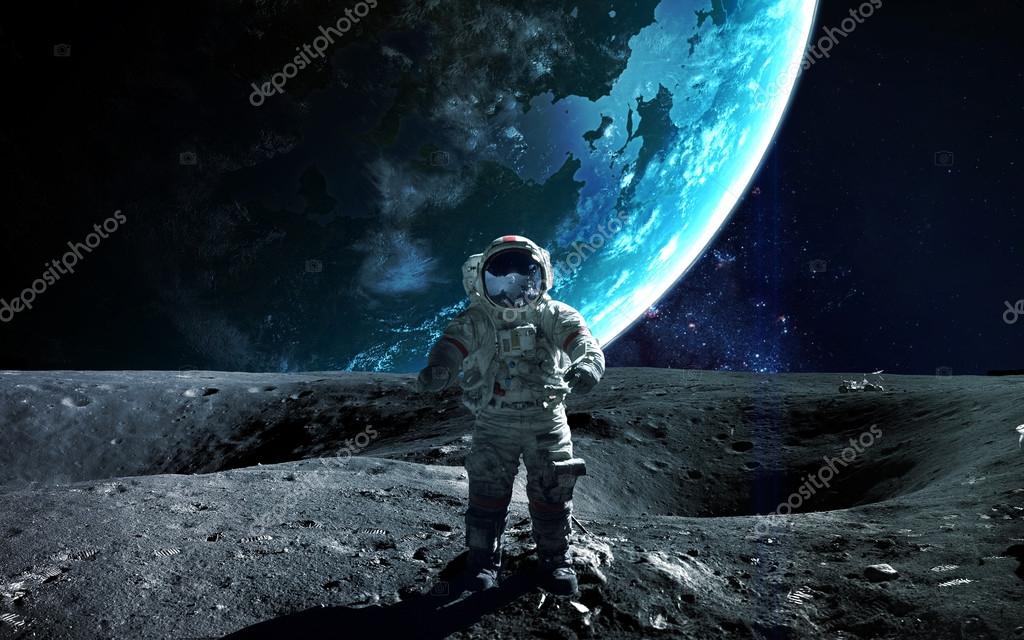 Astronaut spaceman suit outer space solar system people universe. Elements of this image furnished by NASA. Stock Illustration