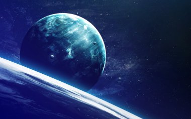 Derin uzay sanatı. Bulutsular, gezegenler galaksiler ve yıldızlar güzel kompozisyon. Duvar kağıdı ve baskı için awesome. Nasa tarafından döşenmiş bu görüntünün elemanları