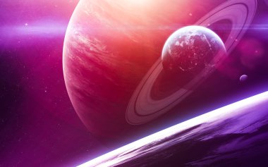 Derin uzay sanatı. Bulutsular, gezegenler galaksiler ve yıldızlar güzel kompozisyon. Duvar kağıdı ve baskı için awesome. Nasa tarafından döşenmiş bu görüntünün elemanları