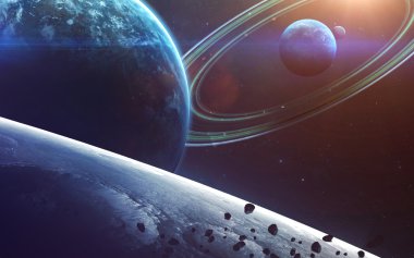 Derin uzay sanat. Nebulanın, gezegenler gökadaları ve yıldız güzel kompozisyon. Duvar kağıdı için harika ve yazdırma. Nasa tarafından döşenmiş bu görüntü unsurları