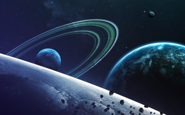 Derin uzay sanat. Nebulanın, gezegenler gökadaları ve yıldız güzel kompozisyon. Duvar kağıdı için harika ve yazdırma. Nasa tarafından döşenmiş bu görüntü unsurları
