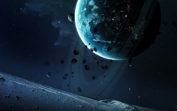 Abstract scientific background - planets in space, nebula and stars. Elements of this image furnished by NASA nasa.gov
