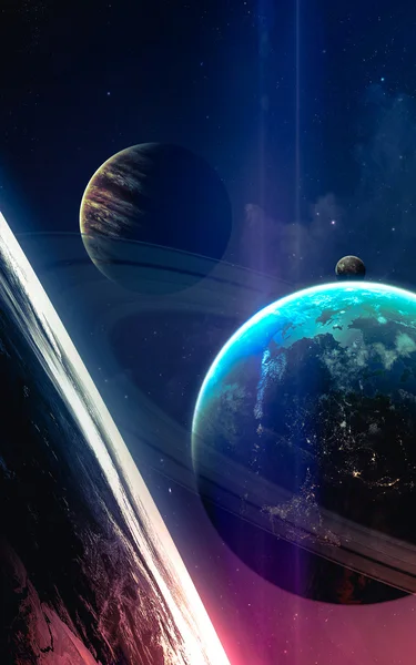 Weltraumszene mit Planeten, Sternen und Galaxien im Weltraum, die die Schönheit der Weltraumforschung zeigt. Von der NASA bereitgestellte Elemente — Stockfoto