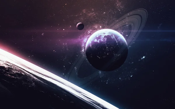 Weltraumszene mit Planeten, Sternen und Galaxien im Weltraum, die die Schönheit der Weltraumforschung zeigt. Von der NASA bereitgestellte Elemente — Stockfoto