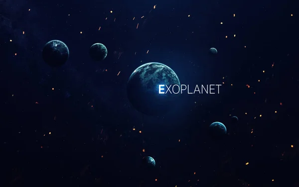 Trappist-1e Exoplaneten weg vom Sonnensystem. Von der NASA bereitgestellte Elemente — Stockfoto