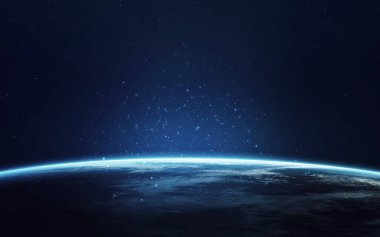 Mavi Gezegen Dünya. Anavatanın, ekolojinin ve bilimin bir yansıması. NASA tarafından döşenmiş elementler