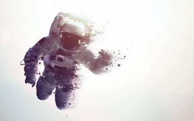 Dış uzayda astronot modern minimalist sanat. Dualtone, anaglyph. Bu görüntünün elementleri NASA tarafından desteklenmektedir
