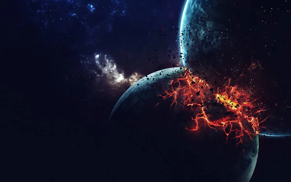 Planet Explosion. Apocalypse. End of The Time. Science fiction art. Beauty of deep space. Elements of this image furnished by NASA — Stock Photo, Image