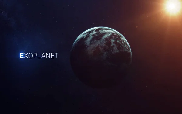 Trappist-1e exoplaneter bort från solsystemet. Faktorer som tillhandahålls av NASA — Stockfoto