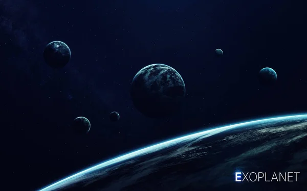 Trappist-1e Exoplaneten weg vom Sonnensystem. Von der NASA bereitgestellte Elemente — Stockfoto