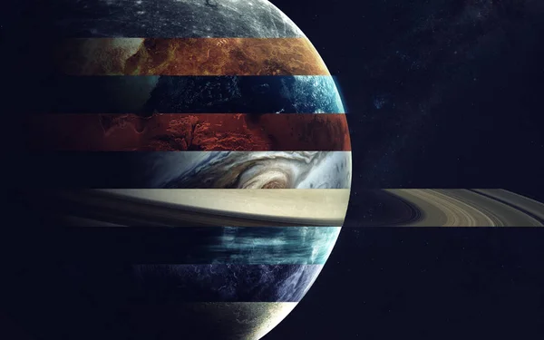 Wszystkie planety Układu Słonecznego w jednym. Nowoczesna minimalistyczna sztuka. Elementy tego obrazu dostarczone przez NASA — Zdjęcie stockowe