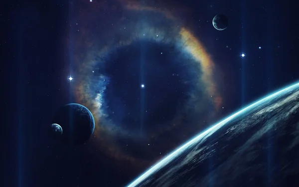 Κοσμική τέχνη, ταπετσαρία επιστημονικής φαντασίας. Τεράστιο νεφέλωμα. Δισεκατομμύρια γαλαξίες στο σύμπαν. Στοιχεία αυτής της εικόνας που παρέχονται από τη NASA — Φωτογραφία Αρχείου