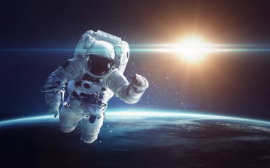 Mavi Gezegen Dünya. Anavatanın, ekolojinin ve bilimin bir yansıması. NASA tarafından döşenmiş elementler