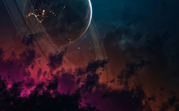 Nebuloasă colorată în spațiul cosmic, galaxii frumoase, planete și stele. Elemente ale acestei imagini furnizate de NASA — Fotografie, imagine de stoc