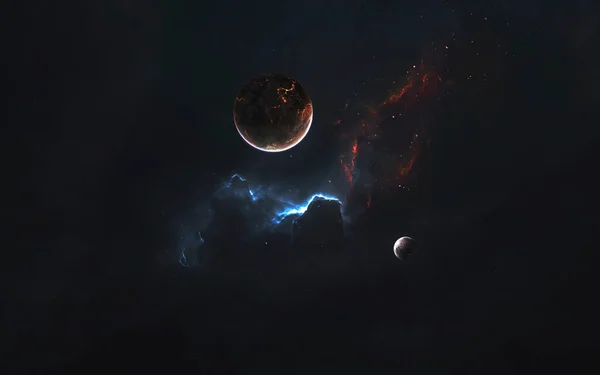 Planetas del espacio profundo, impresionante fondo de pantalla de ciencia ficción, paisaje cósmico. Elementos de esta imagen proporcionados por la NASA — Foto de Stock