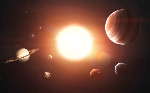 Solar system planets, Earth, Mars, Jupiter and others. Awesome detailed visualization. Elements of this image furnished by NASA — Stock Photo, Image