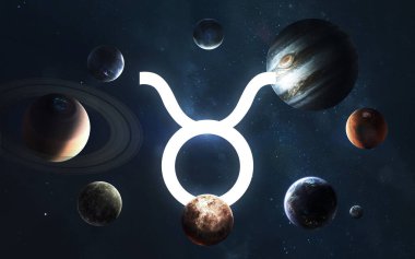 Zodiac işareti, Taurus. Güneş sisteminin ortası. Bu görüntünün elementleri NASA tarafından desteklenmektedir