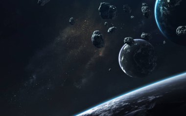 Derin uzay, sonsuz evrenin güzelliği. Bilim kurgu duvar kağıdı. Bu görüntünün elementleri NASA tarafından desteklenmektedir