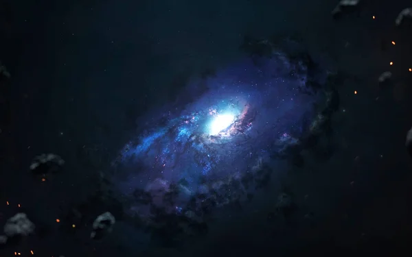 Gyönyörű spirál galaxis, fantasztikus sci-fi tapéta, kozmikus táj. A kép elemeit a NASA bocsátotta rendelkezésre — Stock Fotó